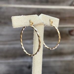 14k Yellow Gold Twist Hoop Earrings